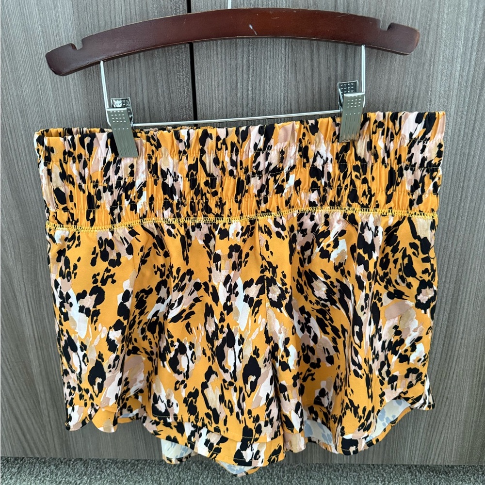 NEW Alia Women's Leopard Print Athletic Shorts - Yellow and Black